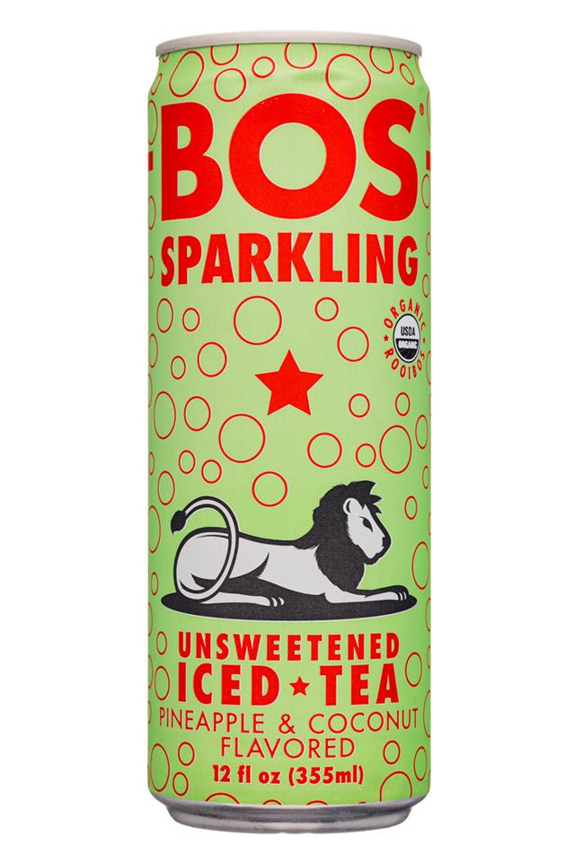 Bos: BosSparkling-12oz-UnsweetIcedTea-Sparkling-PineappleCoconut-Front