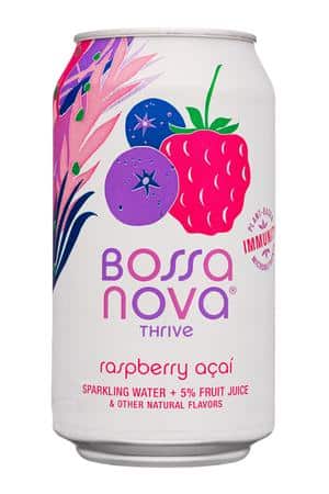 Bossa Nova: BossaNova-12oz-2023-SparklingWater-RaspAcai-Front