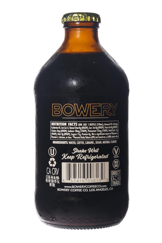 Bowery Coffee Co.: BoweryCoffee-ColdBrew-10oz-ToastedCaramel-Facts