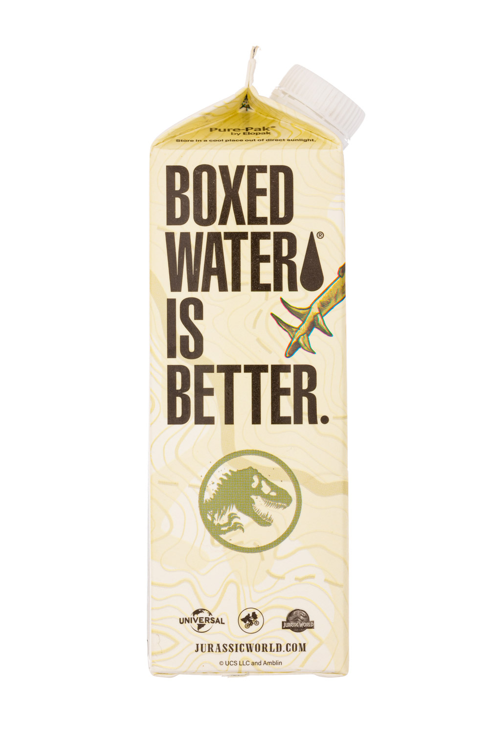 Boxed Water Is Better: BoxedWater-32oz-2023-JurassicWorld-Stegosaurus-Front