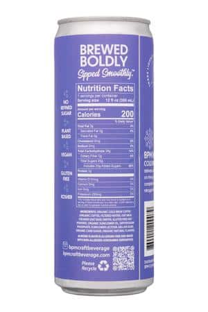 BPM Craft Beverage: BPM-12oz-2025-Nitro-ColdBrew-VanillaAlmondLatte-Facts