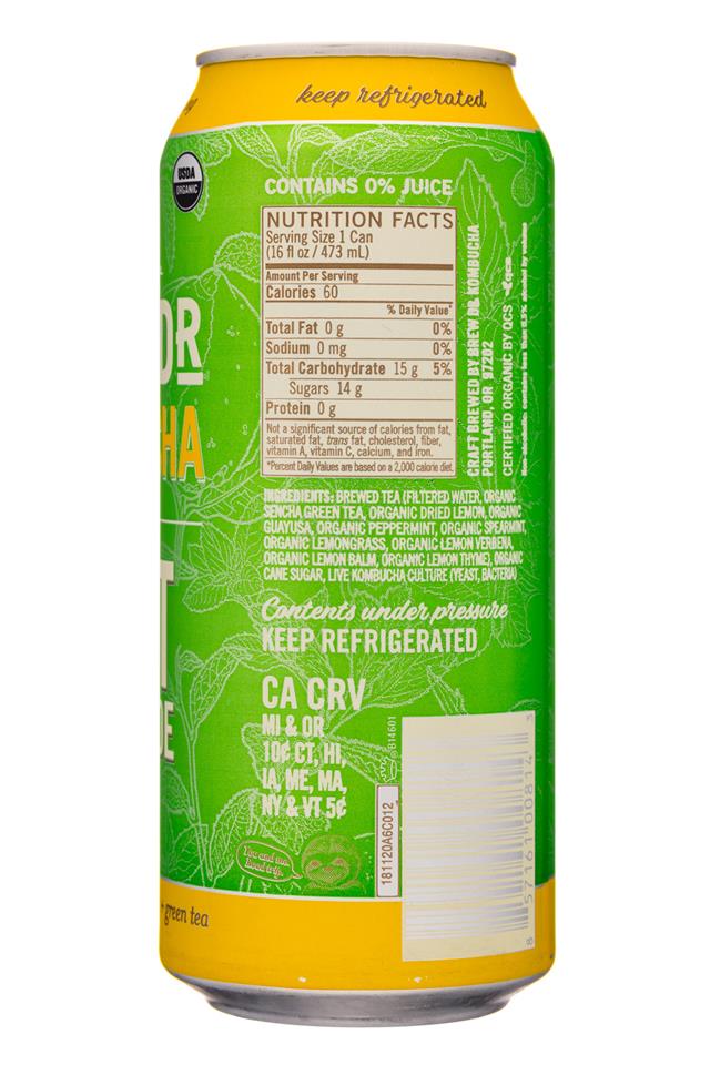 Brew Dr. Kombucha: BrewDr-16oz-Kombucha-MintLemonade-Facts