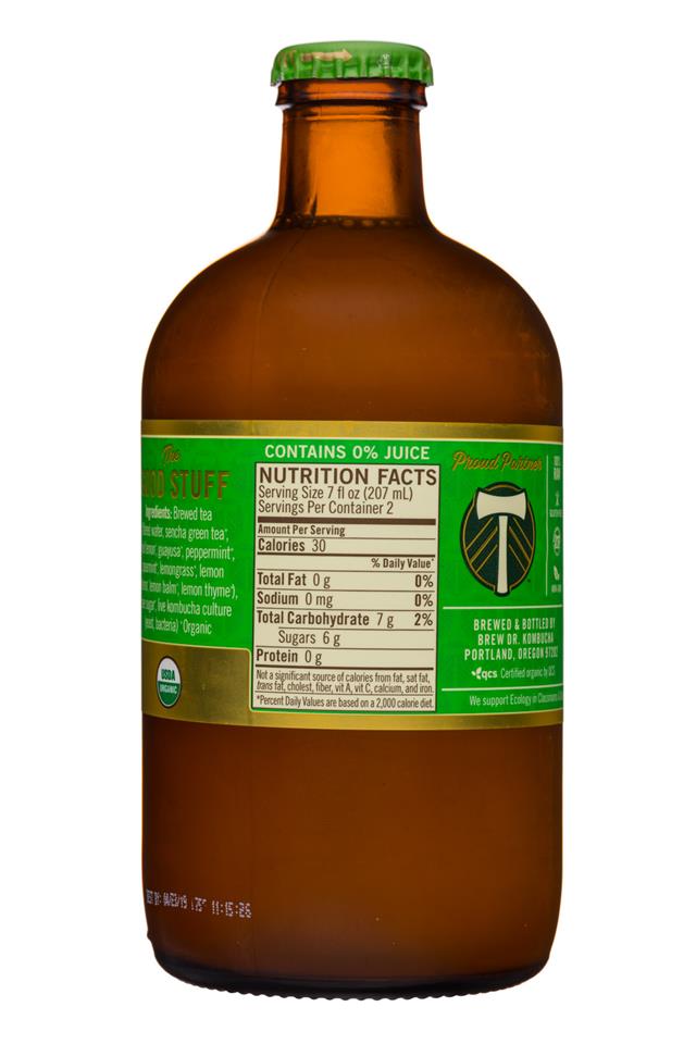 Brew Dr. Kombucha: BrewDr-14oz-Kombucha-BottleV2-MintLemonade-Facts