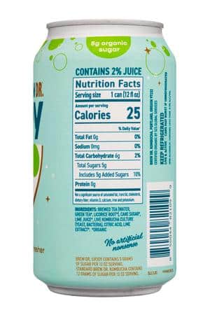 Brew Dr. Kombucha: BrewDr-12oz-2024-Sipjoy-Lime-Facts