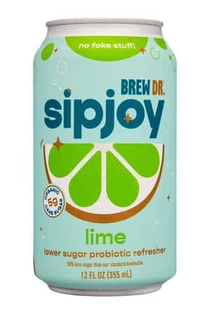 Brew Dr. Kombucha: BrewDr-12oz-2024-Sipjoy-Lime-Front