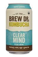 Brew Dr. Kombucha: BrewDr-12ozCan-ClearMind-Front