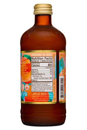Brew Dr. Kombucha: BrewDr-14oz-2022-Kombucha-JustPeachy-Facts