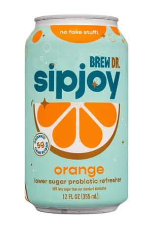 Brew Dr. Kombucha: BrewDr-12oz-2024-Sipjoy-Orange-Front