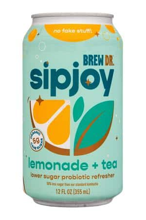 Brew Dr. Kombucha: BrewDr-12oz-2024-Sipjoy-LemonadeTea-Front