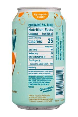 Brew Dr. Kombucha: BrewDr-12oz-2024-Sipjoy-Orange-Facts