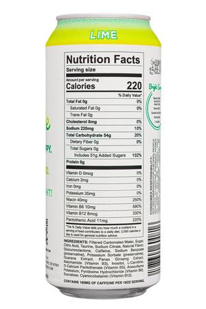 Bright Energy Drink: BrightEnergy-16oz-2024-Lime-Facts