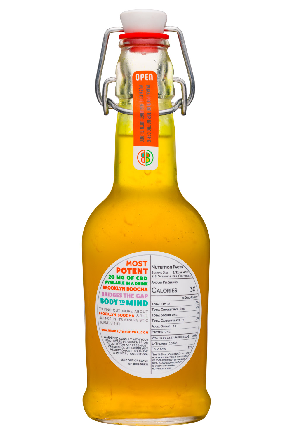 Brooklyn Boocha: BrooklynBoocha-10oz-CBDInfused-TurmericLemongrass-Facts