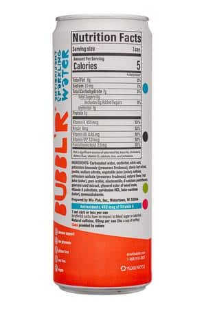 BUBBL'R Antioxidant Sparkling Water: Bubblr-12oz-2025-AntioxidantWater-PeachRaspberryDazzlr-Facts