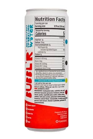 BUBBL'R Antioxidant Sparkling Water: Bubblr-12oz-2024-AntiSparkWater-WildCherryChillr-Facts