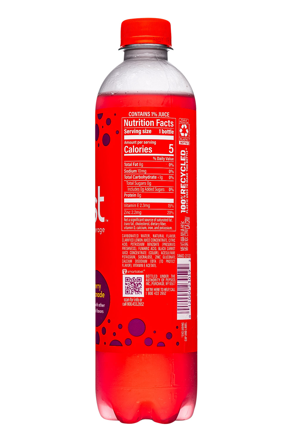 Bubly Sparkling Water: Bubly-17oz-2024-Burst-CherryLemonade-Facts