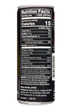 Bulletproof RTD Cold Brew: Bulletproof-8oz-2021-BlackColdBrew-LightSweet-Facts