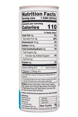 Bulletproof RTD Cold Brew: Bulletproof-8oz-2020-ColdBrewLatte-Vanilla-facts