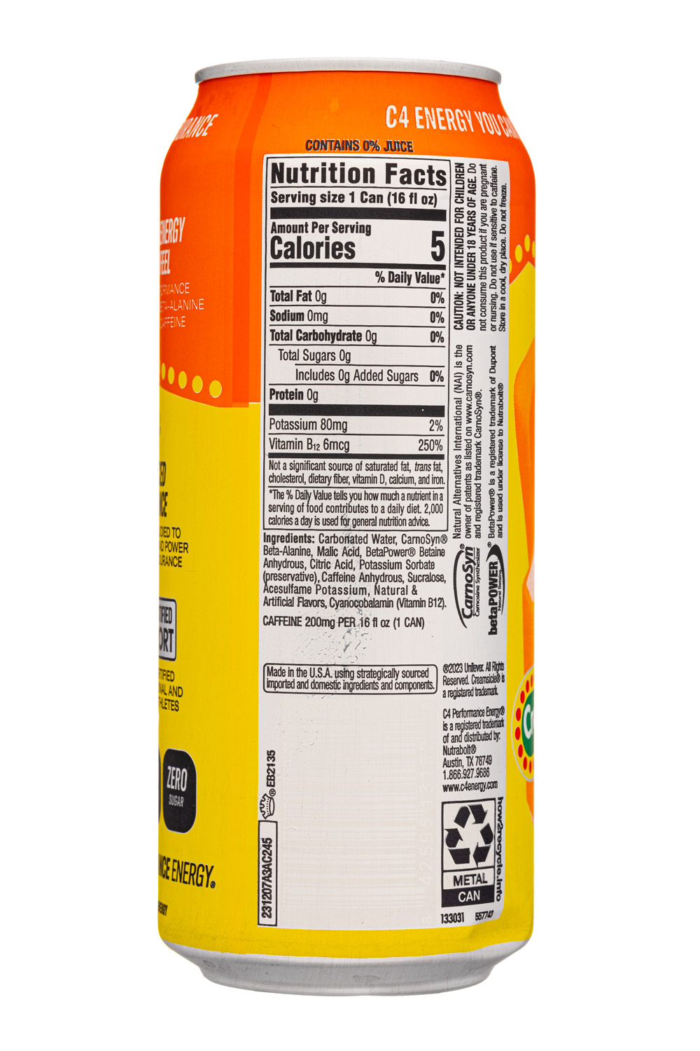 C4 Energy: C4-16oz-2024-Energy-Creamsicle-Facts