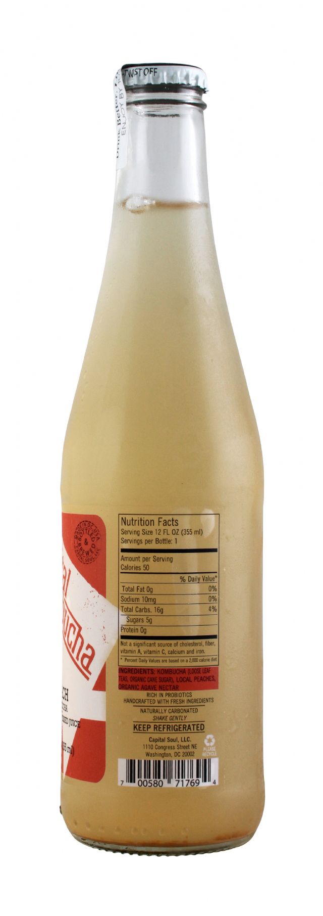 Capital Kombucha: CapKom Peach Facts