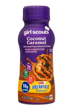 Carnation Breakfast Essentials: Carnation-8oz-2024-BFastEssential-GirlScouts-CoconutCaramel-Front