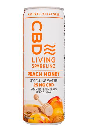 CBD Living: CBDLiving-12oz-2020-SparklingWater-PeachHoney-Front