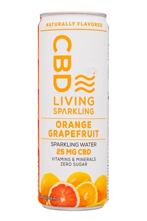 CBD Living: CBDLiving-12oz-2020-SparklingWater-OrangeGrapefruit-Front