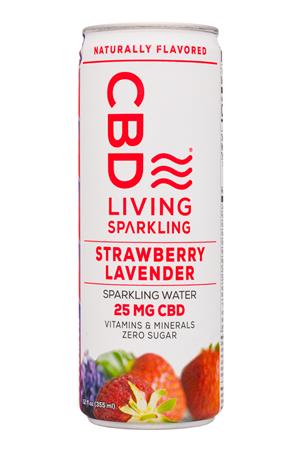 CBD Living: CBDLiving-12oz-2020-SparklingWater-StrawbLavender-Front