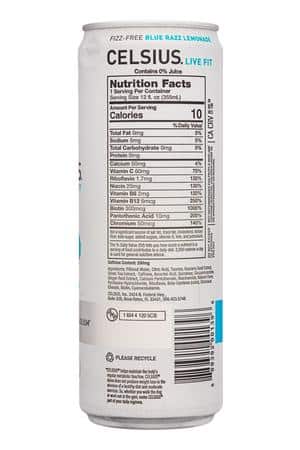 CELSIUS : Celsius-12oz-2-2025-FizzFree-BlueRazzLemonade-Facts