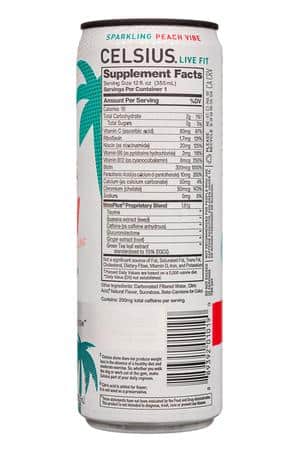 CELSIUS : Celsius-12oz-2022-Sparkling-PeachVibe-Facts