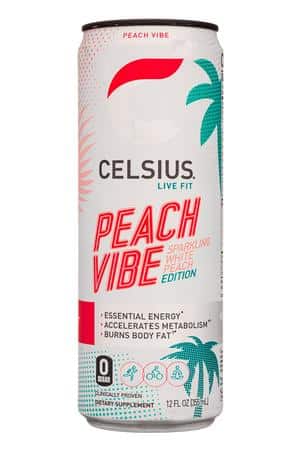 CELSIUS : Celsius-12oz-2022-Sparkling-PeachVibe-Front