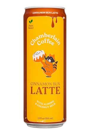 Chamberlain Coffee: ChamberlainCoffee-12oz-2023-Latte-CinnBun-Front