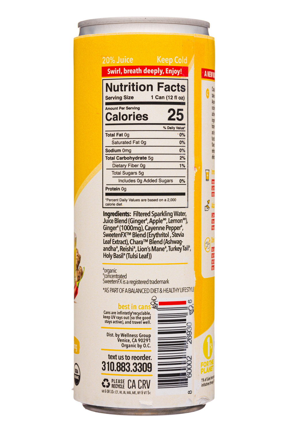 Chara Organic: CharaOrganic-12oz-WellnessShot-GingerLemonCayenne-Facts
