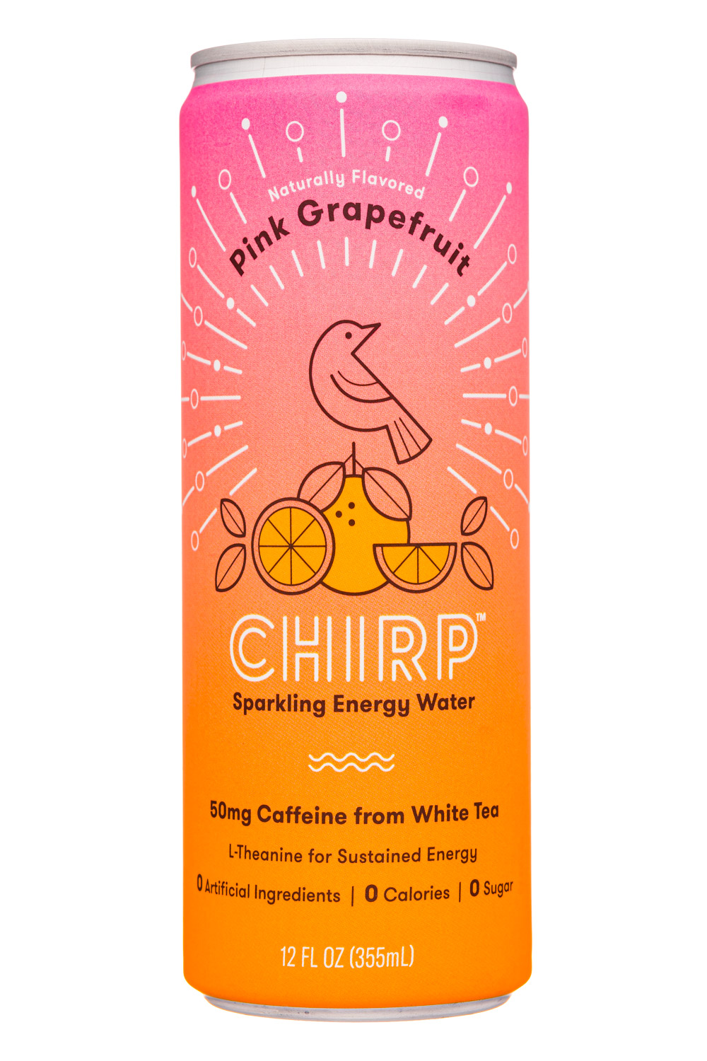 Chirp: Chirp-12oz-2020-SparklingEnergyWater-PinkGrape-Front