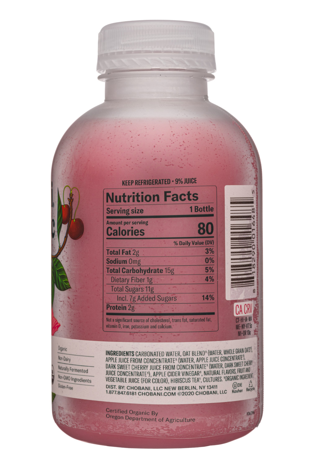 Chobani: Chobani-14oz-2020-ProbioticDrink-CherryHibTea-Facts