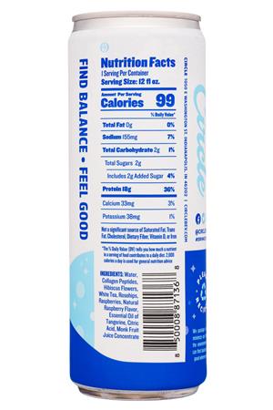 Circle Beverage: CircleBev-12oz-2020-SparklingProtein-RaspHibiscus-Facts