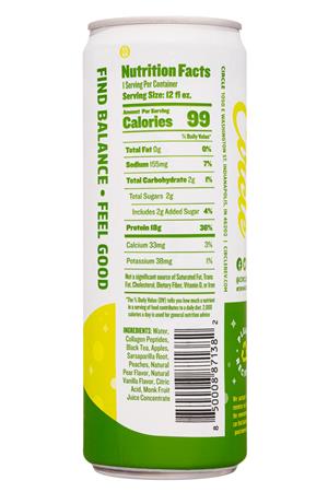 Circle Beverage: CircleBev-12oz-2020-SparklingProtein-VanillaPear-Facts