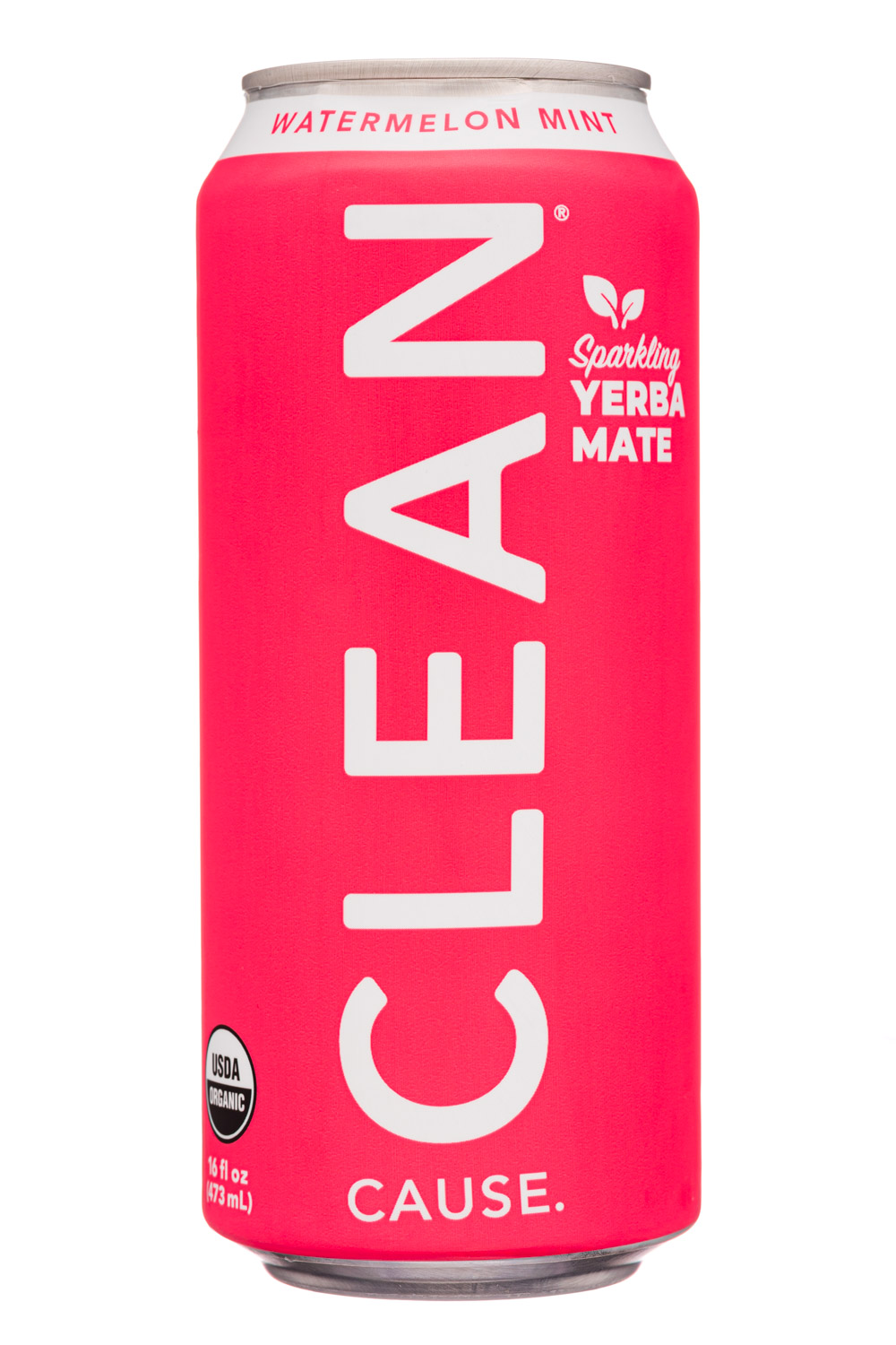 Clean Cause: CleanCause-16oz-SparklingYerbaMate-WatermelonMint-Front