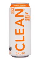 Clean Cause: CleanCause-16oz-SparklingYerbaMate-ZeroSugar-OrangeGinger-Front