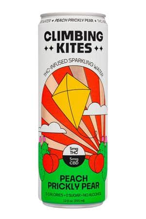 Climbing Kites: ClimbingKites-12oz-2024-THCSparkling-PeachPricklyPear-Front