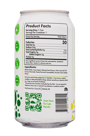 Cloud 8: Cloud8-12oz-2020-InfusedSeltzer-LemonLime-Facts