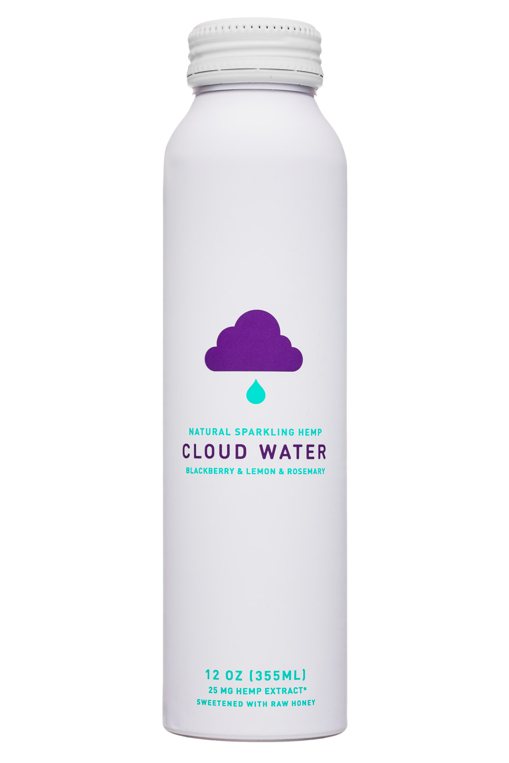 Cloud Water CBD: CloudWater-12oz-SparklingHemp-BlackberryLemonRosemary-Front
