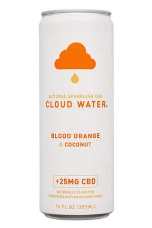 Cloud Water CBD: CloudWater-12oz-2023-SparklingCBD-BloodOrangeCoco-Front