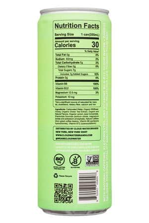 Cloud Water CBD: CloudWater-12oz-2023-PeachMangoGreenTea-Energy-Facts