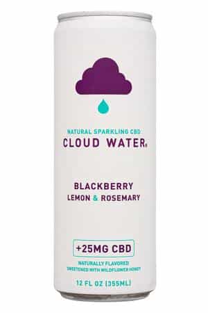 Cloud Water CBD: CloudWater-12oz-2023-SparklingCBD-BlackberryLemonRose-Front