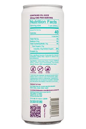 Cloud Water CBD: CloudWater-12oz-2023-SparklingCBD-BlackberryLemonRose-Facts
