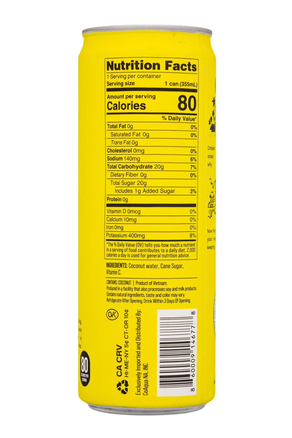 CoAqua: Coaqua-2025-12oz-CoconutWater-Still-facts