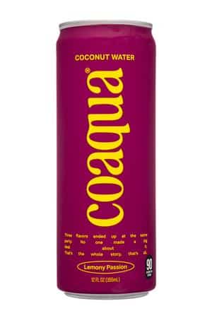 CoAqua: Coaqua-2025-12oz-CoconutWater-LemonyPassion-Front