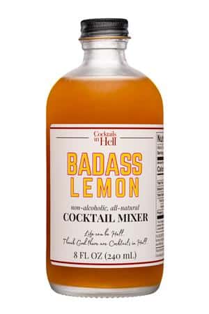 Cocktails in Hell: CocktailsInHell-8oz-2024-Mixer-BadassLemon-Front