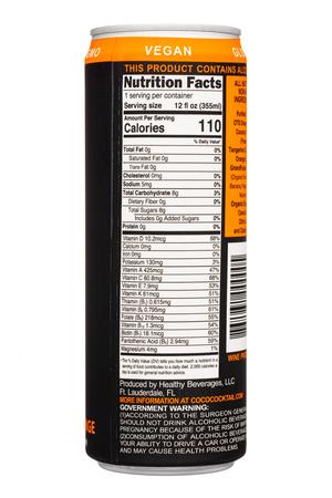 COCO Cocktail: CocoCocktail-12oz-2022-SpikedCocoWater-TangerineOrange-Facts
