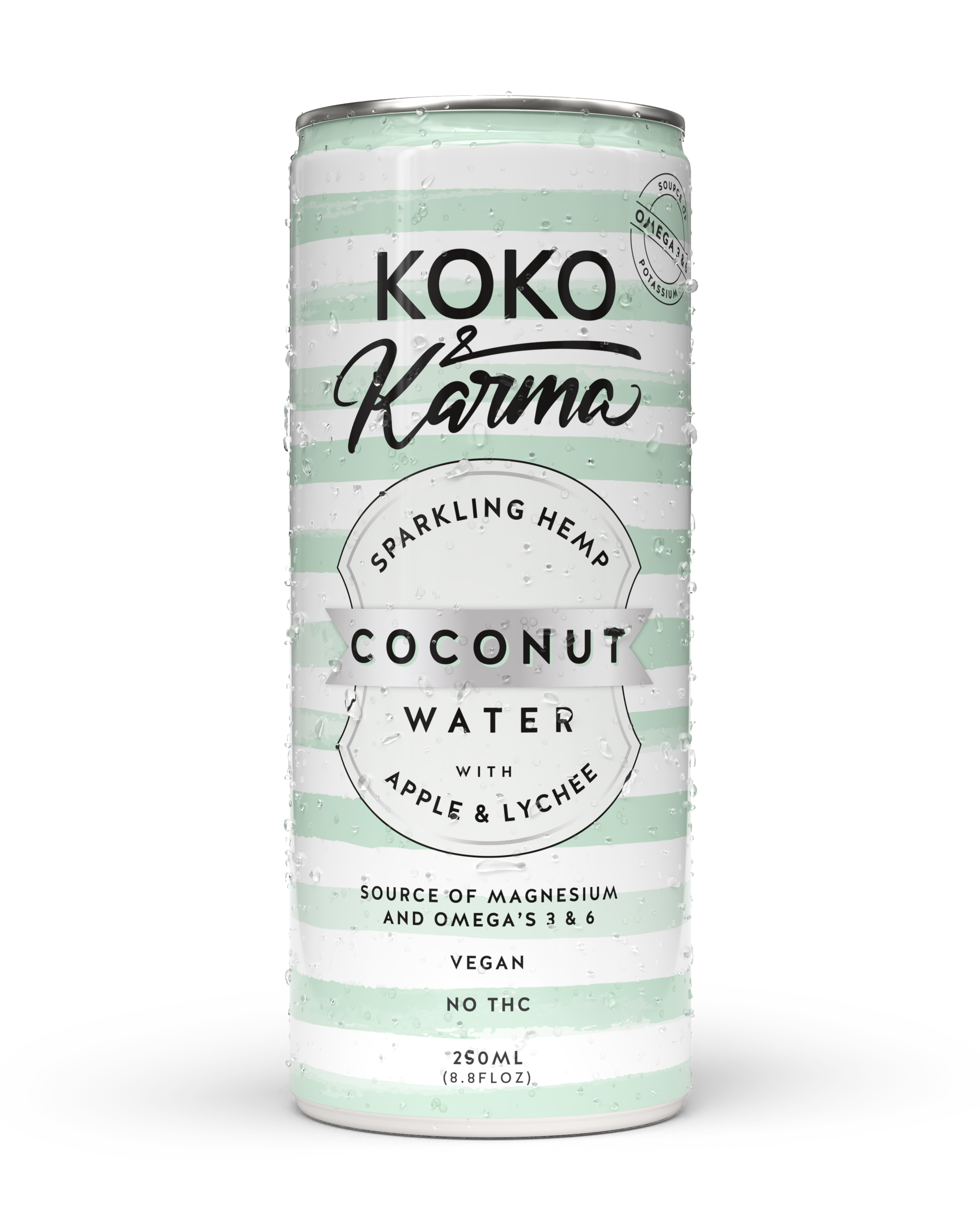 Koko & Karma Sparkling Coconut Water, with 10mg Hemp - Apple & Lychee
